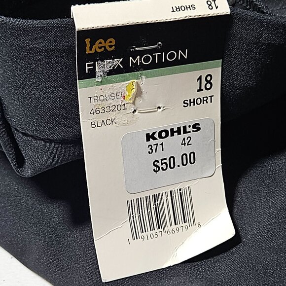Lee Mid Rise Trouser Pants Womens Plus Size 18 Short Flex Motion Black Slacks - Picture 6 of 8